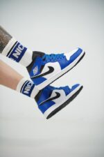 جردن ۱ مید آبی سفید مشکی (Jordan1 mid Game royal) مردانه - Image 2