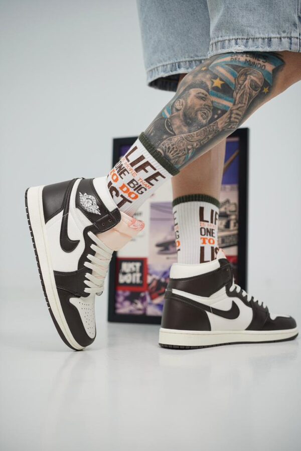 2 جردن ۱ ساقدار سفید قهوه ای (Jordan1 high Baroque brown) مردانه - Image 1