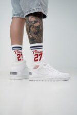 جردن ۱ مید سفید (Jordan1 mid swoosh tour) مردانه - Image 3