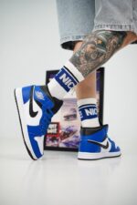 جردن ۱ مید آبی سفید مشکی (Jordan1 mid Game royal) مردانه
