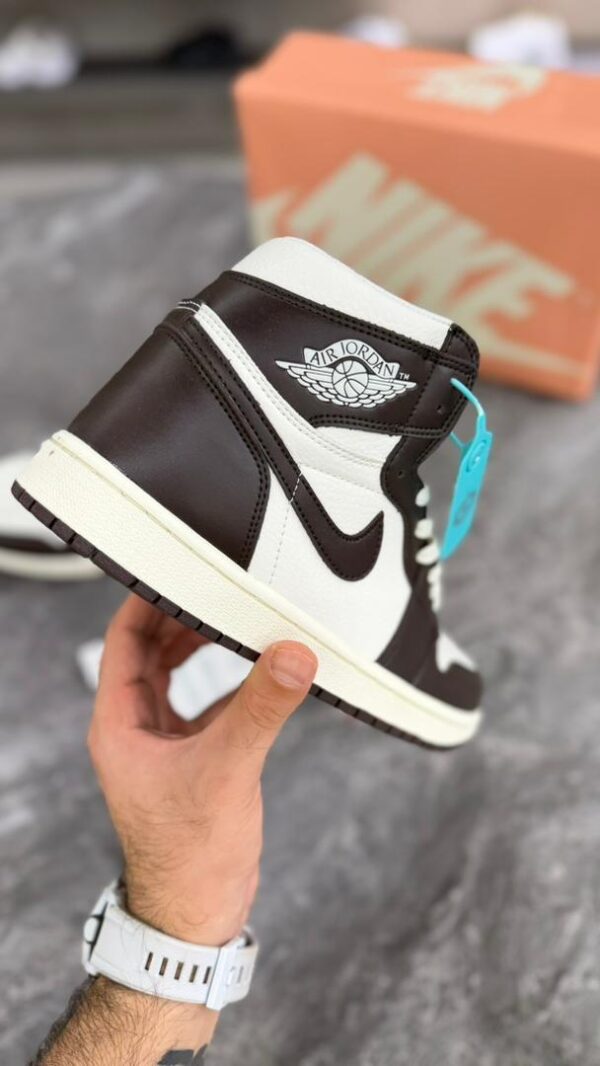 جردن ۱ ساقدار سفید قهوه ای (Jordan1 high Baroque brown) مردانه - Image 2