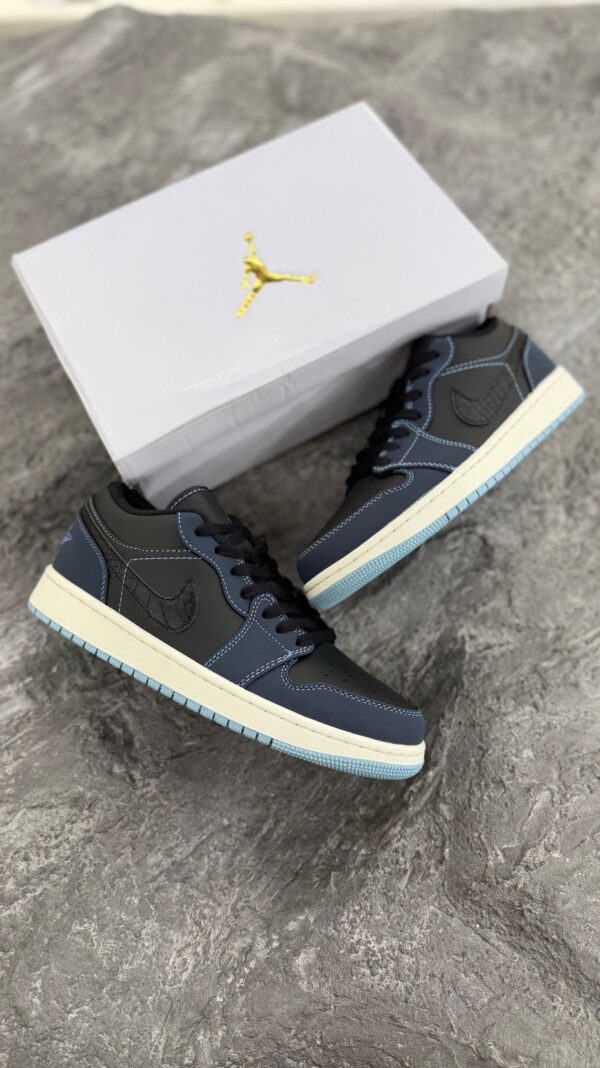 جردن1 لو مشکی سورمه ای (Jordan1 low Black Navy) مردانه زنانه - Image 3