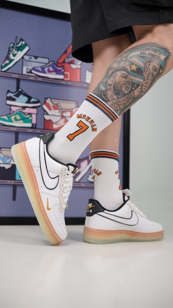 Nike Air Force 1 Low White Black Orange Mini Swoosh Gradient Sole5 کتونی نایک ایرفورس1 سفید مشکی زیره نارنجی(Nike Air Force 1 Low White Black Orange Mini Swoosh Gradient Sole) - Image 1