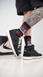 جردن 1 ساقدار جین مشکی (Jordan1 high Flight Club) مردانه