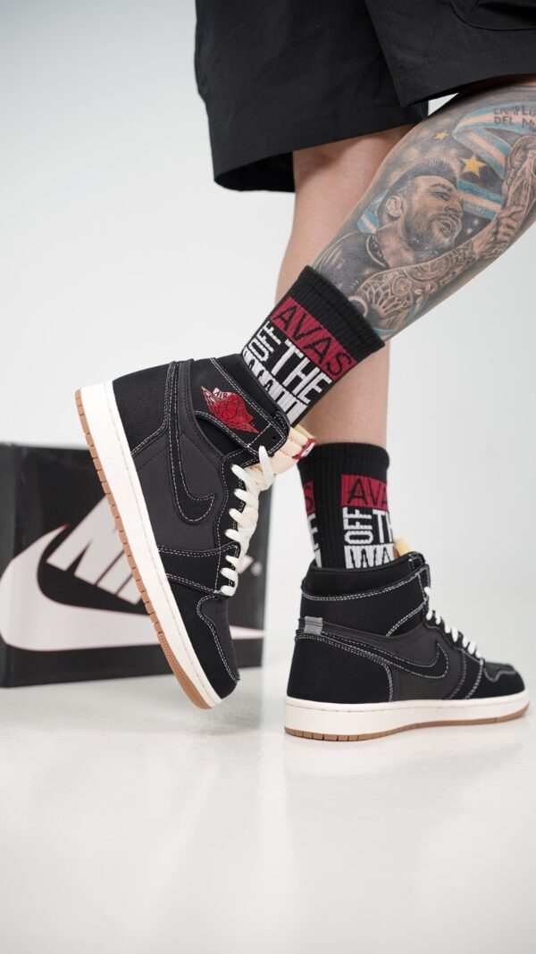 جردن 1 ساقدار جین مشکی (Jordan1 high Flight Club) مردانه - Image 1