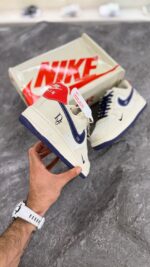نایک ایرفورس طرح دیور سفید سورمه ای (Nike air Force1 Dior edition White Navy Red) مردانه - Image 3