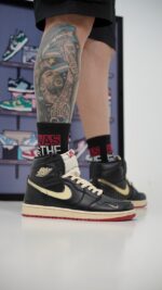 کتونی جردن1 ساقدار مشکی (بایک) (Jordan1 high Bike) مردانه