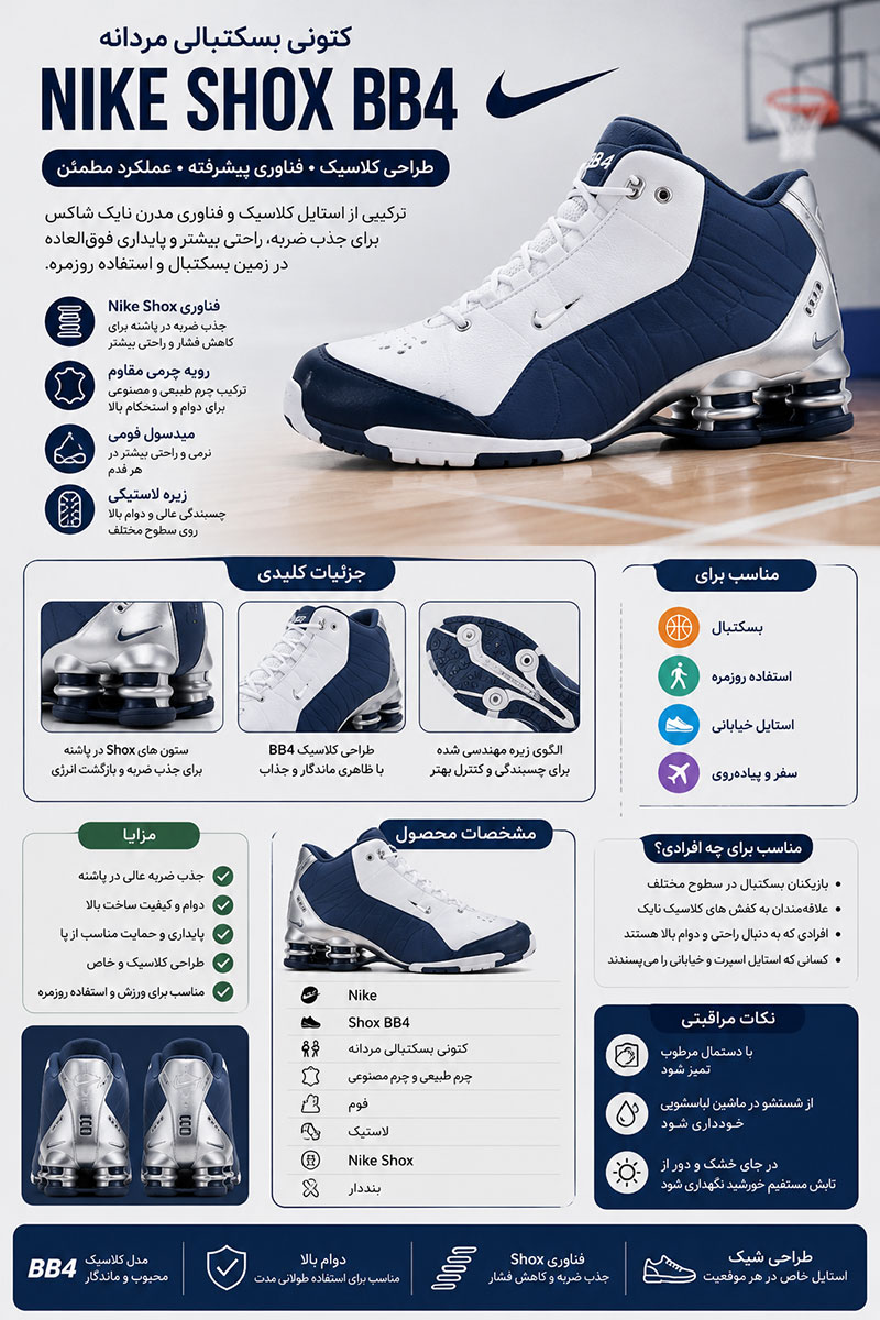 کتونی بسکتبالی نایک شاکس Nike Shox BB4)BB4) مردانه