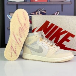 نایک ایرجردن 1 ساقدار مدل Sail Elephant کرم خاکستری (Air Jordan 1 High OG sail Elephant)