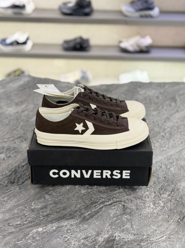 کانورس استار پلیر ۷۶ مدل ساق کوتاه - رنگ قهوه‌ای شکلاتی (Converse Star Player 76 Low Top - Dark Chocolate Brown / Egret) - Image 4