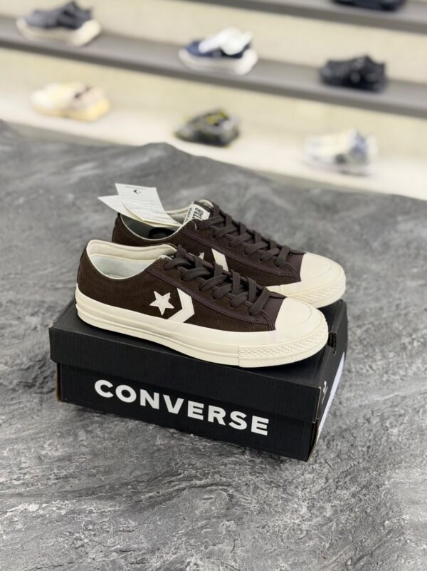 کانورس استار پلیر ۷۶ مدل ساق کوتاه - رنگ قهوه‌ای شکلاتی (Converse Star Player 76 Low Top - Dark Chocolate Brown / Egret) - Image 2