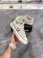 کانورس استار پلیر ۷۶ مدل ساق کوتاه - رنگ کرم طوسی(Converse Star Player 76 Low Top Suede Cream/Gray)