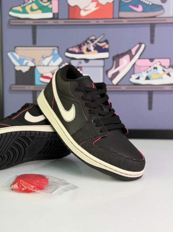 نایک جردن ۱ لو مشکی طرح جین (Nike Air Jordan 1 Low Black/white Denim) - Image 4