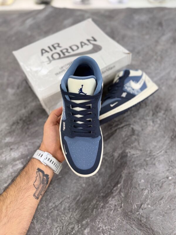 نایک ایرجردن1 لو سورمه ای دیور کاستوم ( Nike Air Jordan1 Low Navy Blue/Christian Dior Custom Style) - Image 3