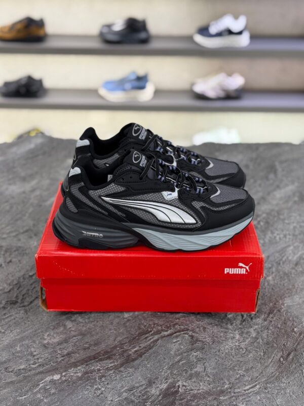 کتونی ورزشی پوما مدل Fade Nitro - تمام مشکی با خطوط نقره‌ای (Puma Fade Nitro Triple Black Metallic Silver) - Image 3