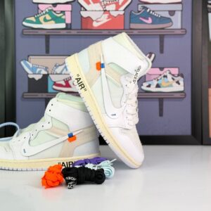 کتونی ایرجردن 1 ساقدار آف وایت سفید (Air Jordan1 High Off-White White Color)
