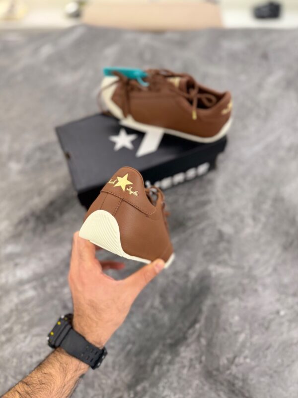 کتونی کانورس آل استار چرم لولایت (ساق کوتاه) - قهوه‌ای (Converse Chuck Taylor All Star Leather Low Top - Brown) - Image 4