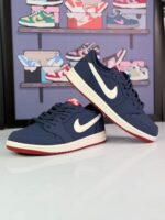 کتونی نایک ایرجردن 1 لو (ساق کوتاه) سورمه ای سفید قرمز (Nike Air Jordan1 Low Navy/white/Red) - Image 2
