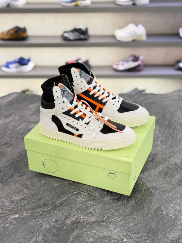 کتونی آف وایت ۳.۰ آف کورت ساق دار سفید مشکی (OFF-white 3.0 court leather high sneakers White/Black) - Image 3