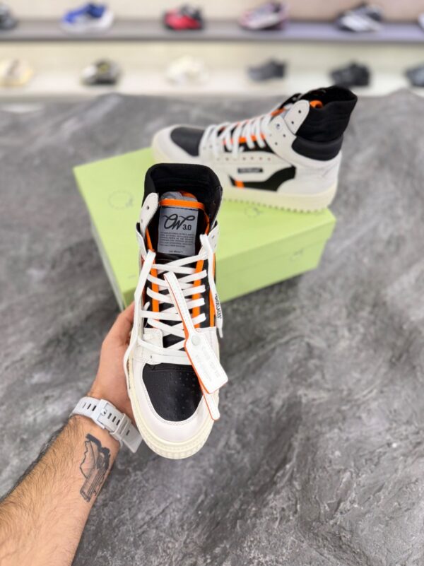 کتونی آف وایت ۳.۰ آف کورت ساق دار سفید مشکی (OFF-white 3.0 court leather high sneakers White/Black) - Image 4