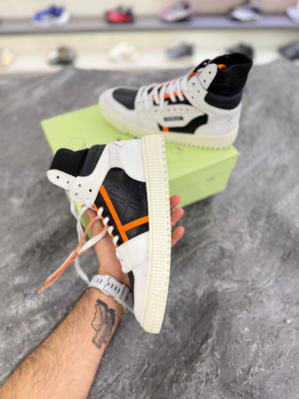 کتونی آف وایت ۳.۰ آف کورت ساق دار سفید مشکی (OFF-white 3.0 court leather high sneakers White/Black) - Image 5
