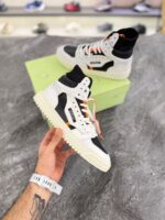 کتونی آف وایت ۳.۰ آف کورت ساق دار سفید مشکی (OFF-white 3.0 court leather high sneakers White/Black)
