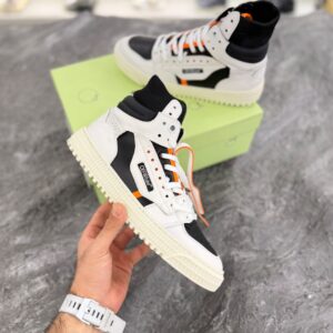 کتونی آف وایت ۳.۰ آف کورت ساق دار سفید مشکی (OFF-white 3.0 court leather high sneakers White/Black)