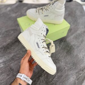 کتونی آف وایت ۳.۰ آف کورت ساق دار سفید (OFF-white 3.0 court leather high sneakers White)