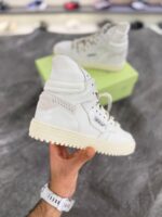 کتونی آف وایت ۳.۰ آف کورت ساق دار سفید (OFF-white 3.0 court leather high sneakers White) - Image 6