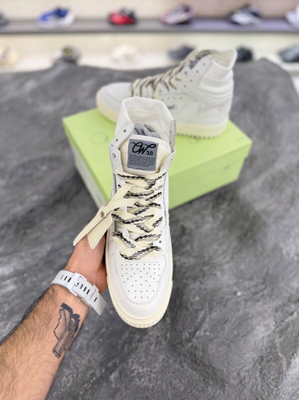 کتونی آف وایت ۳.۰ آف کورت ساق دار سفید (OFF-white 3.0 court leather high sneakers White) - Image 4