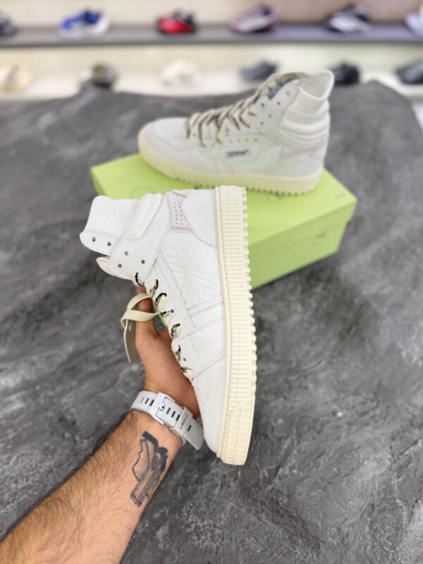 کتونی آف وایت ۳.۰ آف کورت ساق دار سفید (OFF-white 3.0 court leather high sneakers White) - Image 3