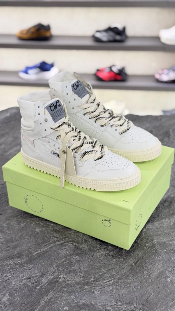 کتونی آف وایت ۳.۰ آف کورت ساق دار سفید (OFF-white 3.0 court leather high sneakers White) - Image 5